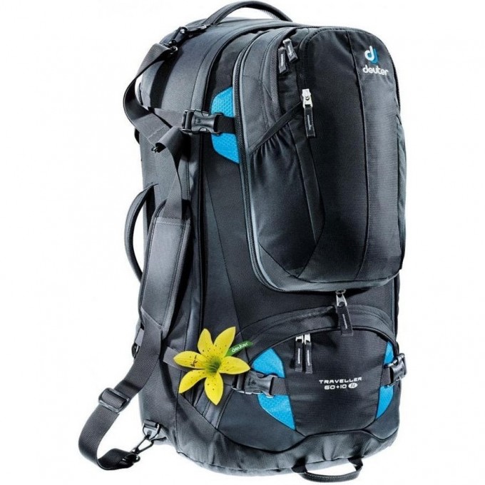 Рюкзак DEUTER TRAVELLER 60+10 SL Black-turquoise 3510015_7321 Рюкзак DEUTER TRAVELLER 60+10 SL Black-turquoise 3510015_7321