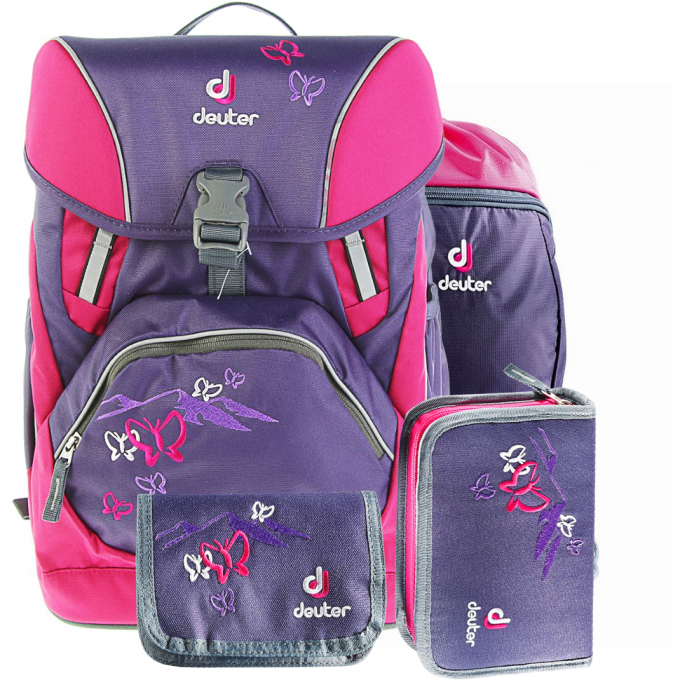 Рюкзак школьный DEUTER ONE TWO с наполнением Фиолетовая бабочка Plum 3830015_3029/SET2 Рюкзак школьный DEUTER ONE TWO с наполнением Фиолетовая бабочка Plum 3830015_3029/SET2